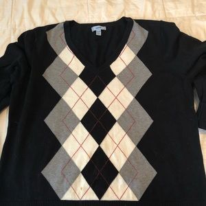 Izod Black, white, red and gray argyle sweater